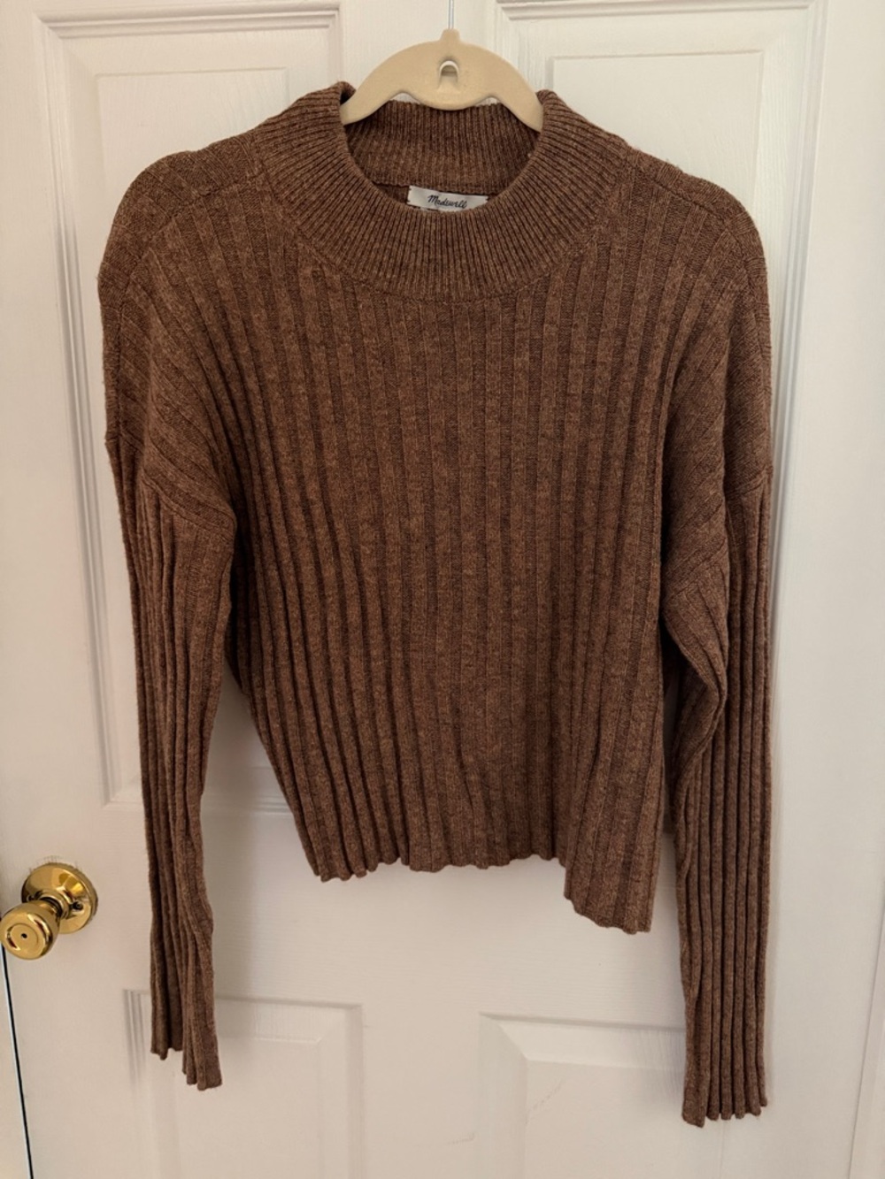 Madewell Ribbed Crewneck Sweater in Brown - Women's